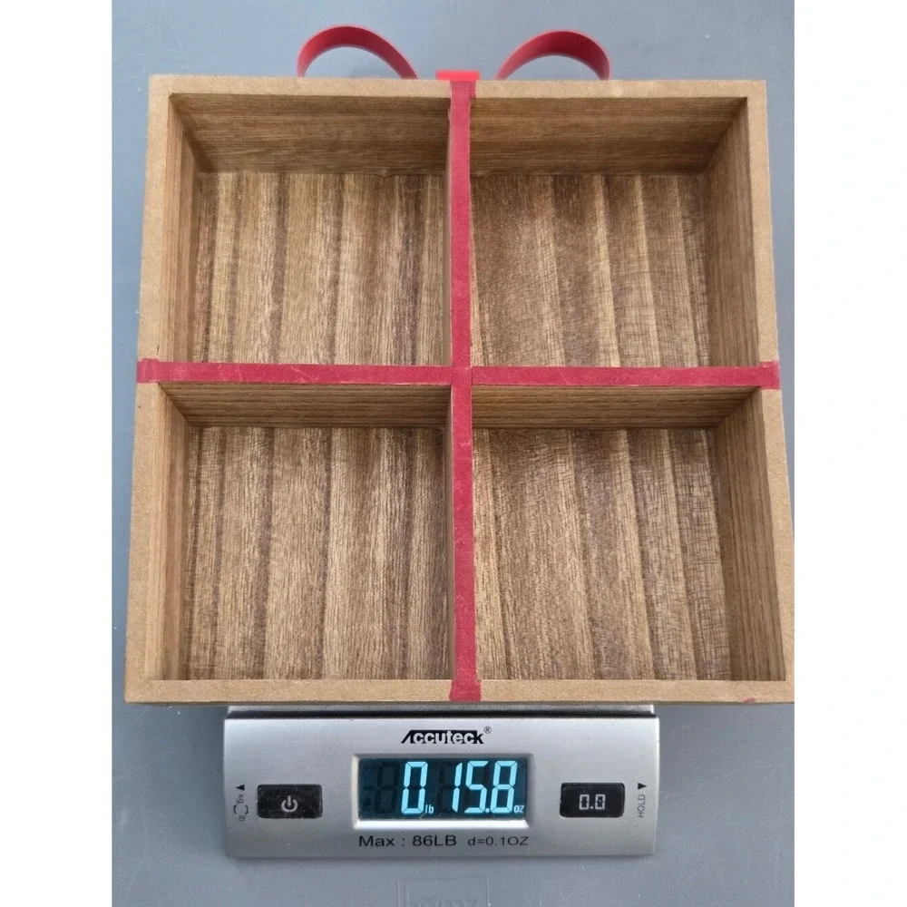 Wood Trinket Wall‎ Shelf Christmas Present Gift Package Red Metal Ribbon Bow